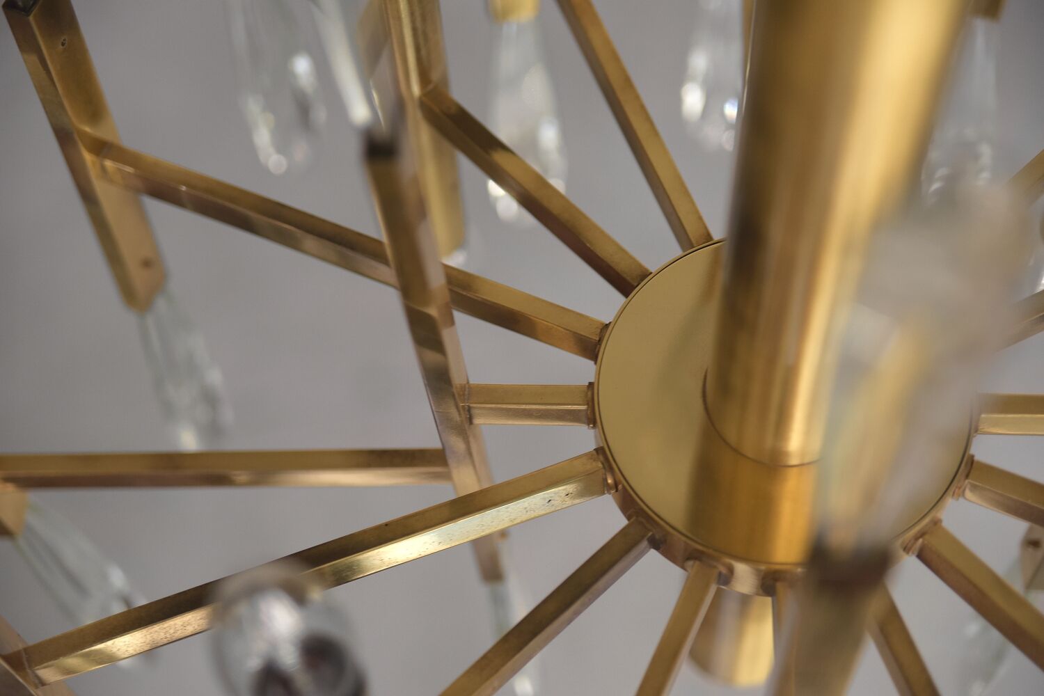 Italian brass chandelier with glass icicles from Sciolari, 1970