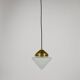 Up to 7 Art Deco brass pendant lights with conical glass shades, Vienna 1930s.