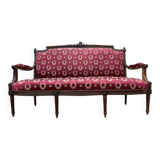 Banquette de style Louis XVI tissu bordeaux