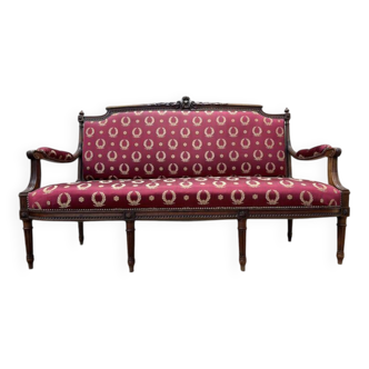 Banquette de style Louis XVI tissu bordeaux