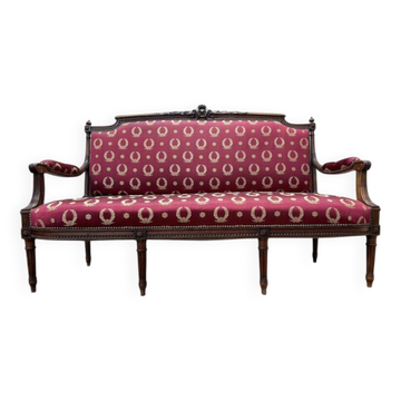 Banquette de style Louis XVI tissu bordeaux