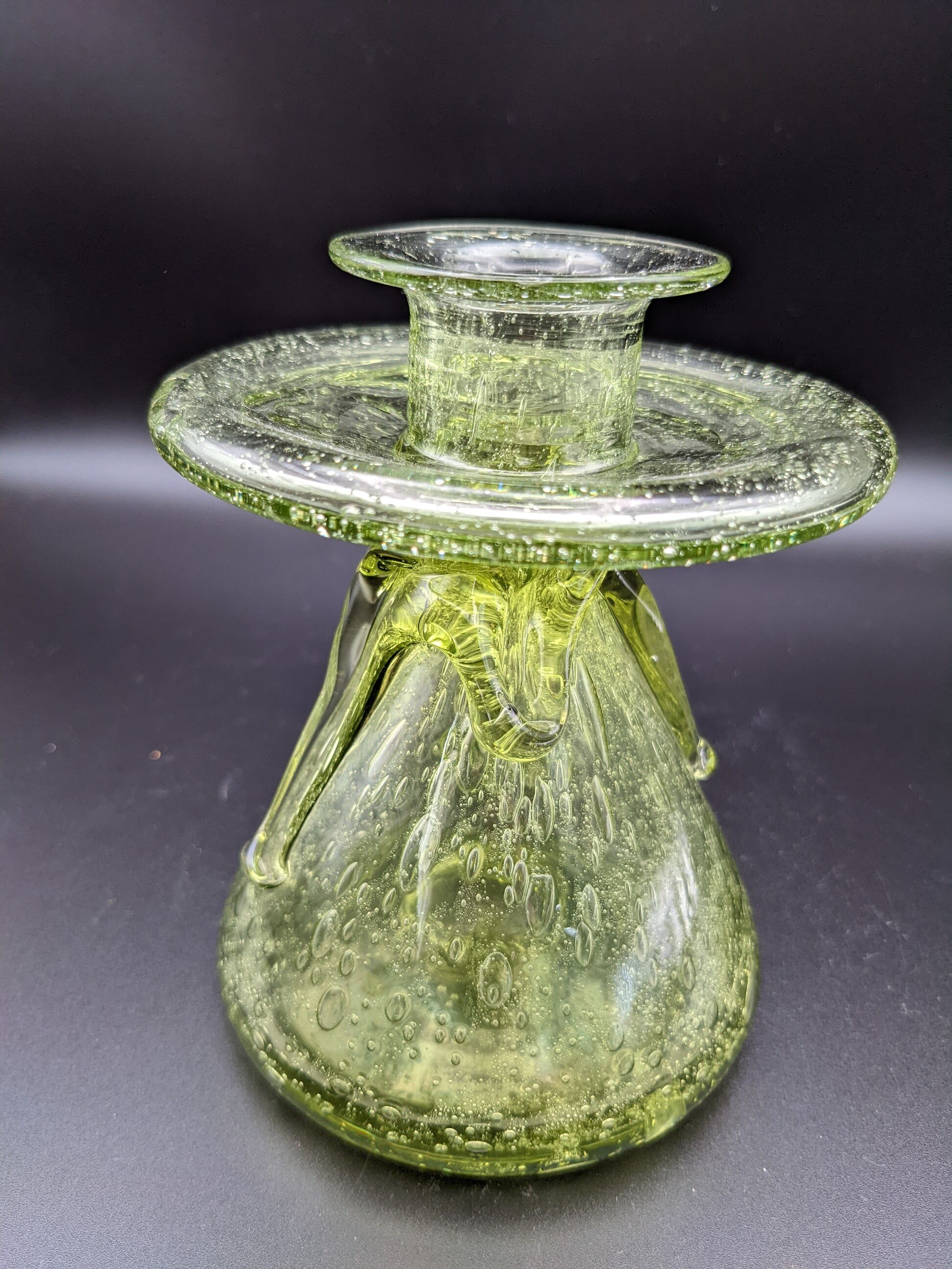 Bubbled blown glass candle holder