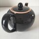 Vintage Biarritz Villeroy & Boch Mettlach teapot, black & salmon