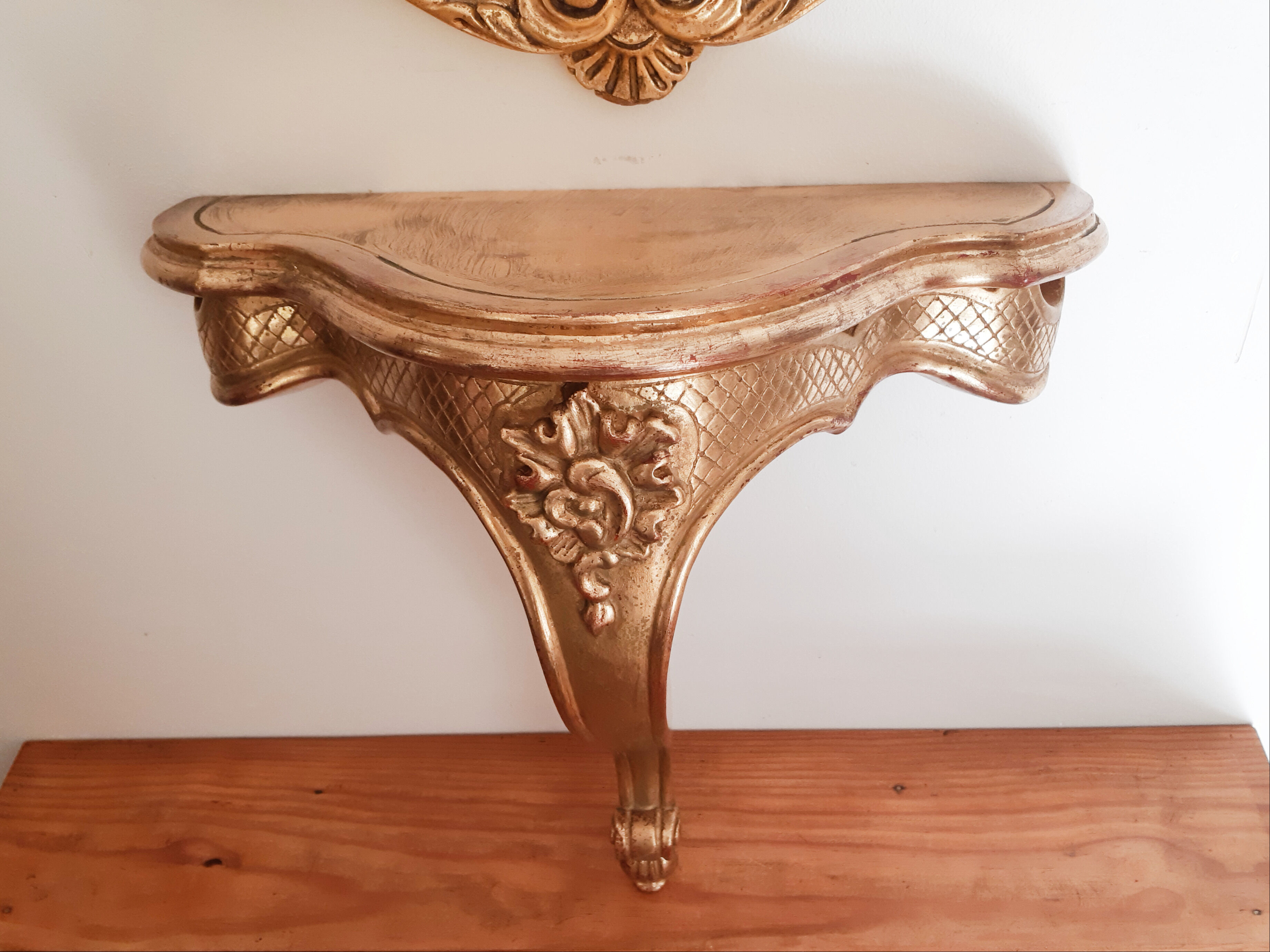 Miroir et console dorées, vintage français