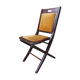 Folding chair, wood and vintage yellow ochre velvet