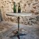 Bistro table / old garden with a cast iron base and stone top, France