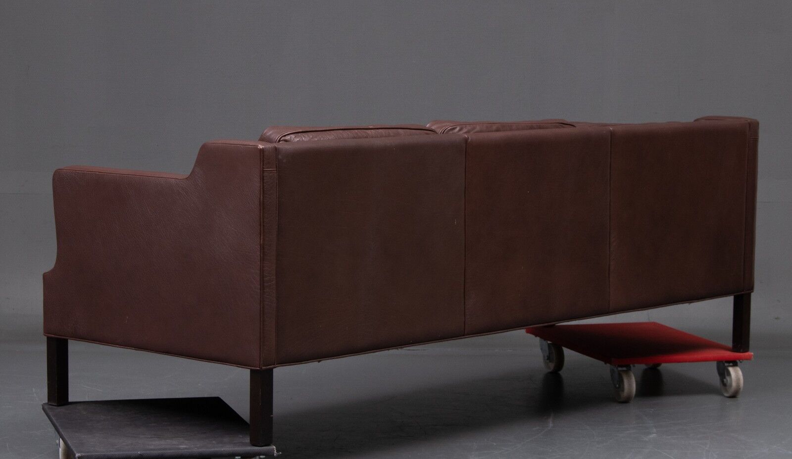 Three-seater leather sofa and one-seater armchair, scandinavian style