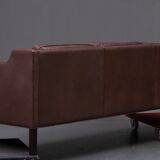 Three-seater leather sofa and one-seater armchair, scandinavian style