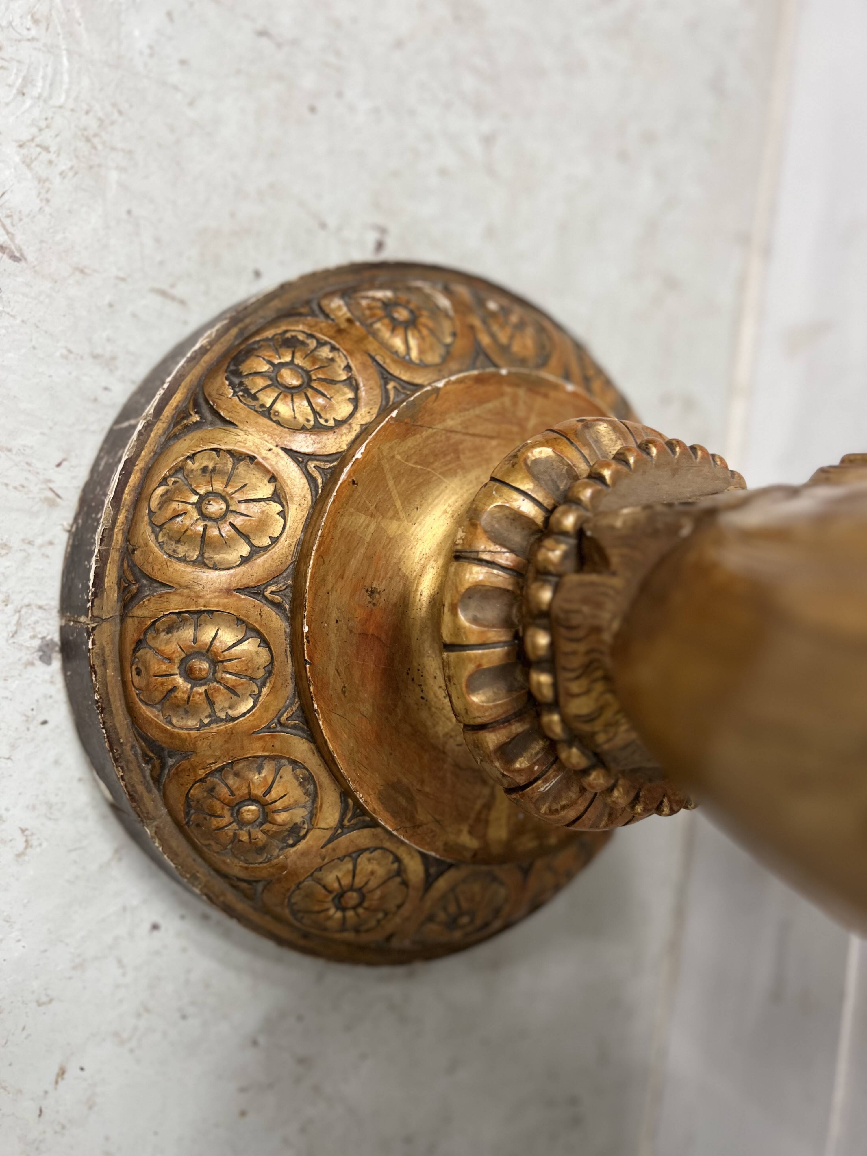 19th century gilded carved wooden presentation column