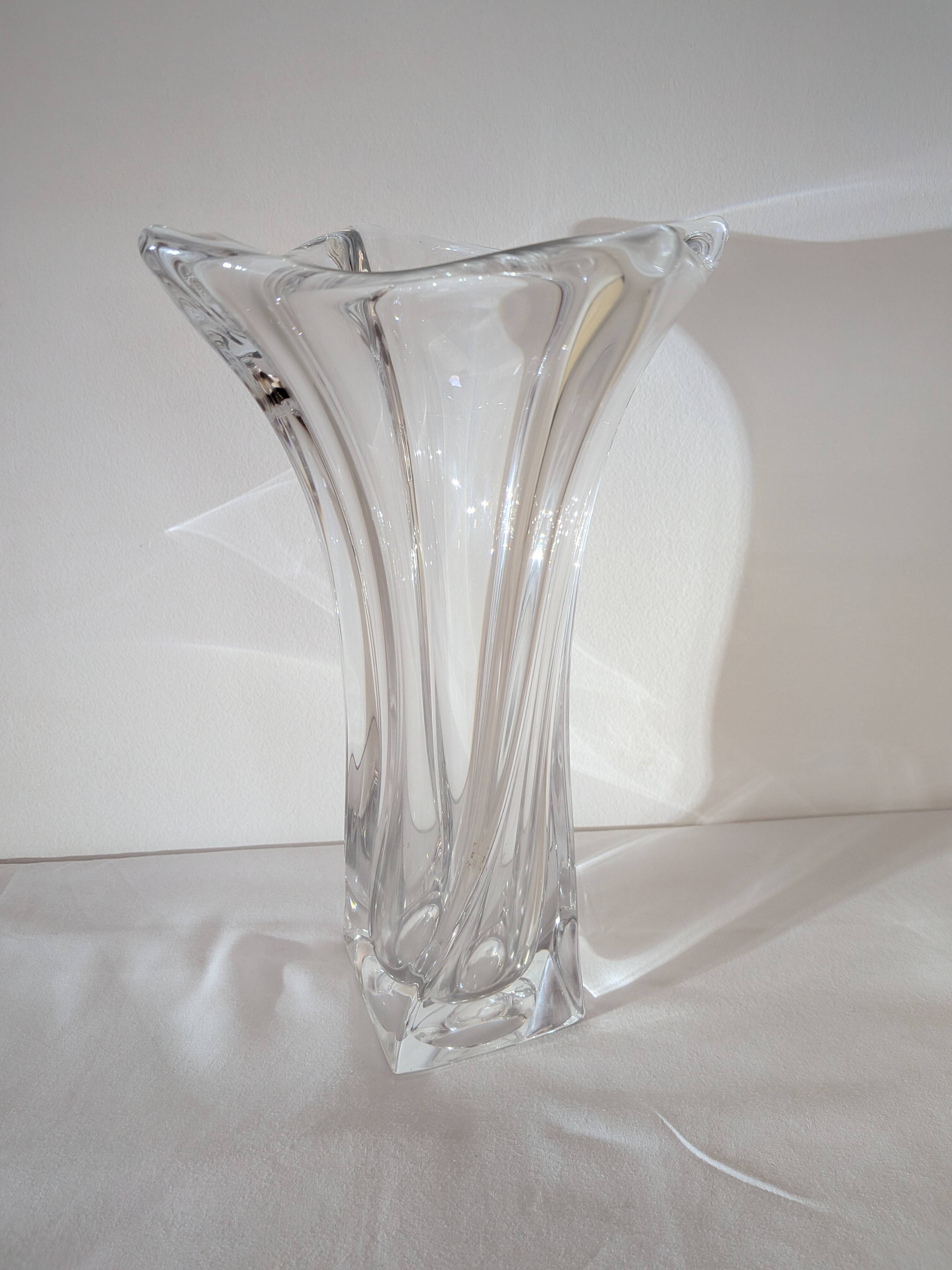 Large crystal vase Royale de Champagne Bayel - Vintage - Signed