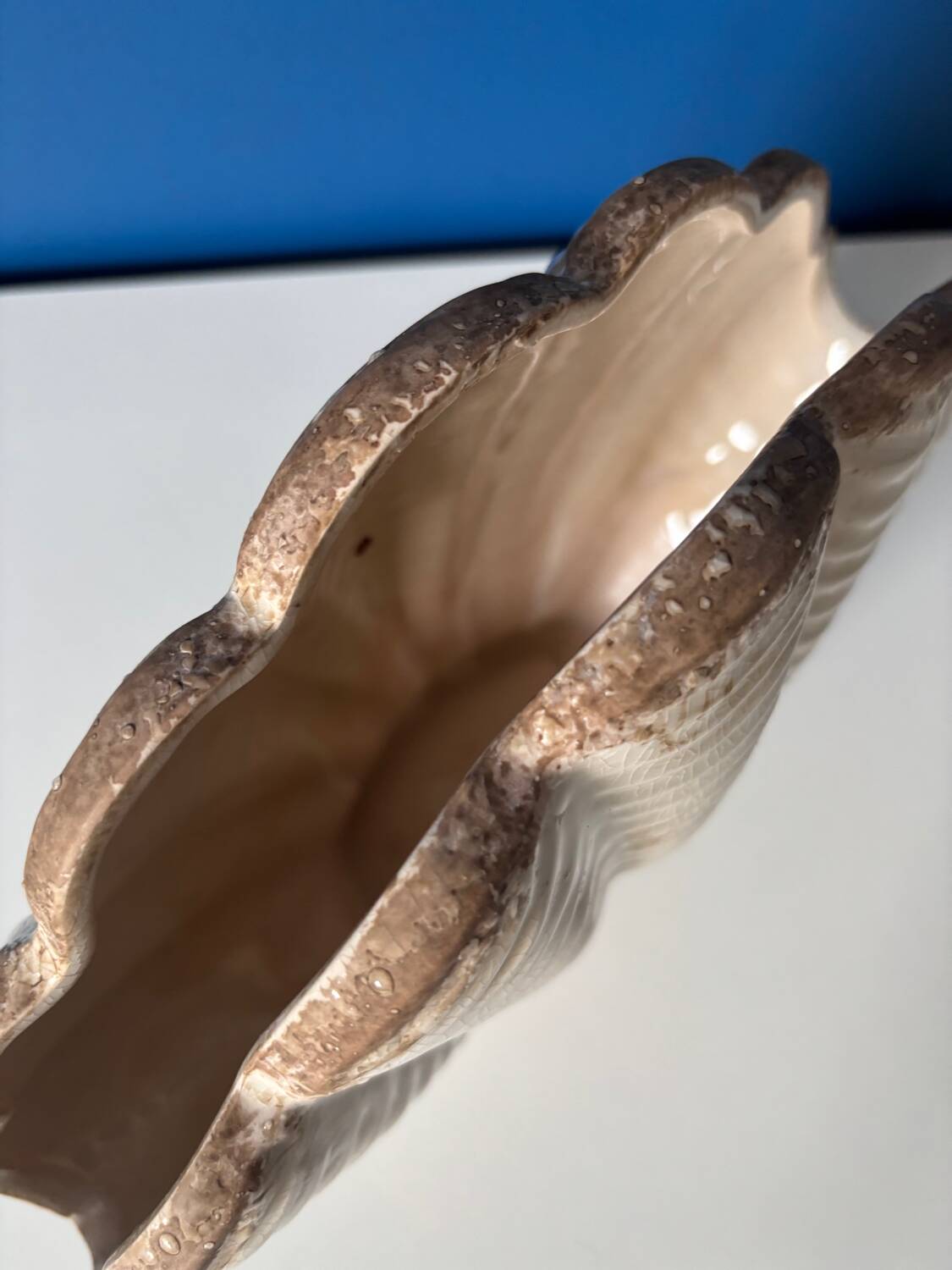 Vintage earthenware shell vase, Denmark
