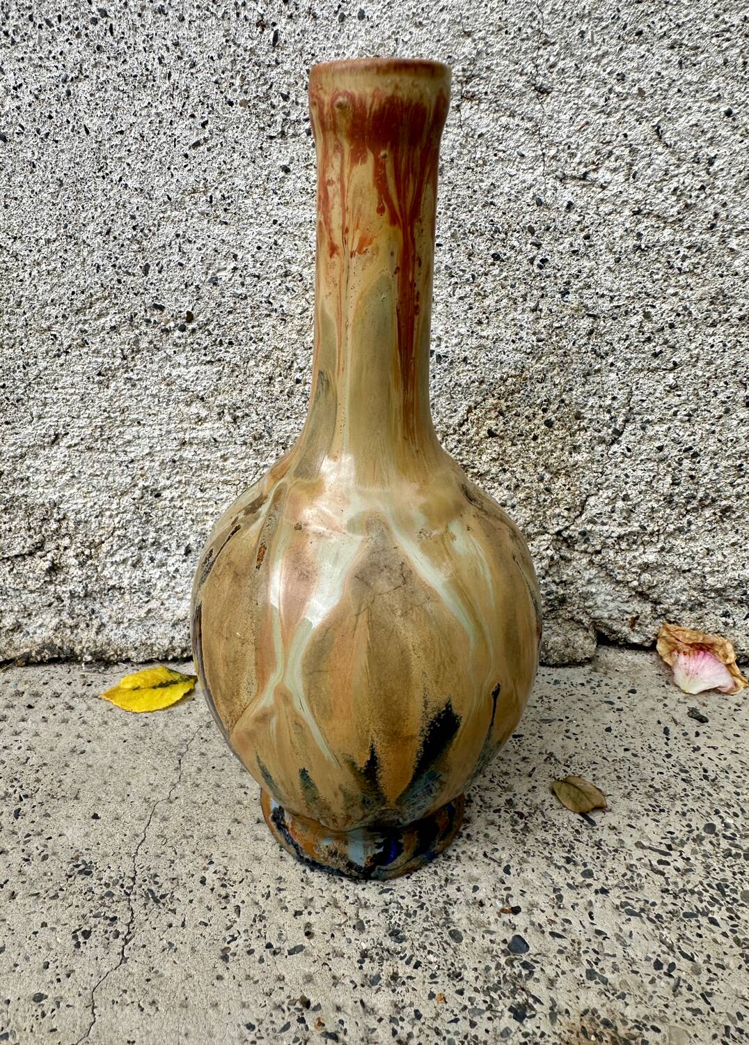 Small antique stoneware vase signed Jean Metenier