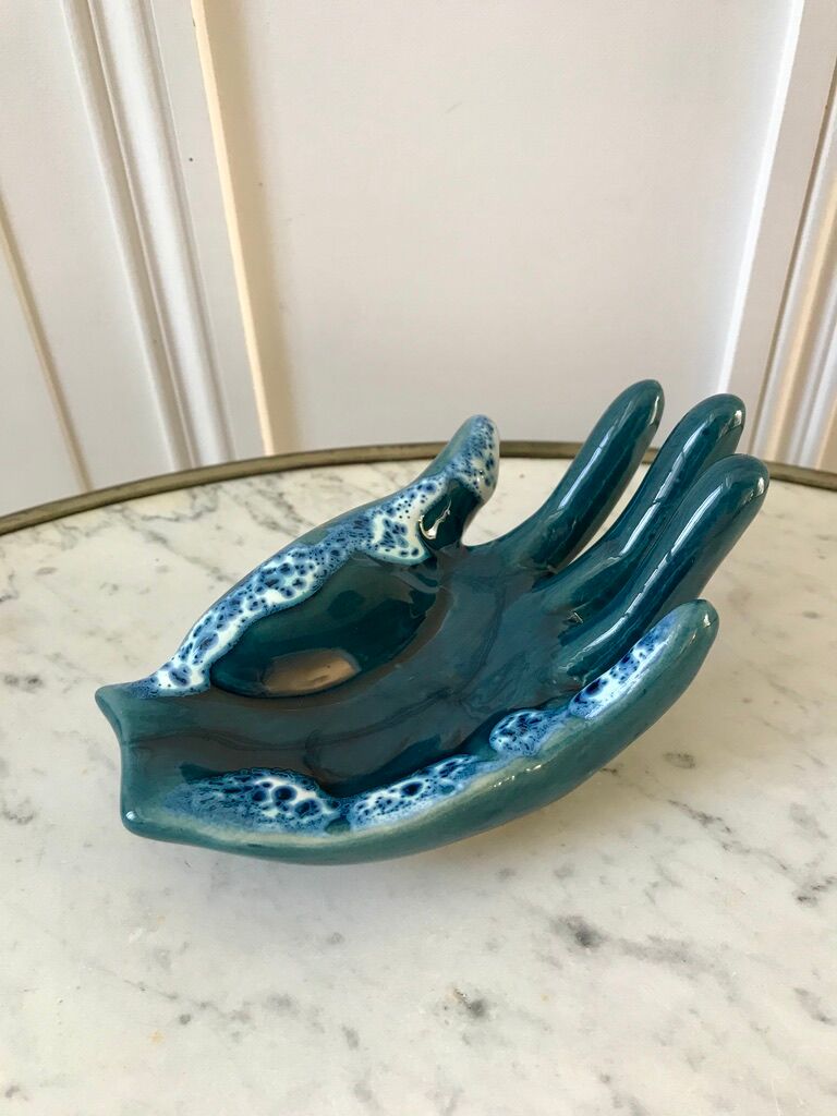 Empty pocket ceramic ring fat lava signed vallauris 70s