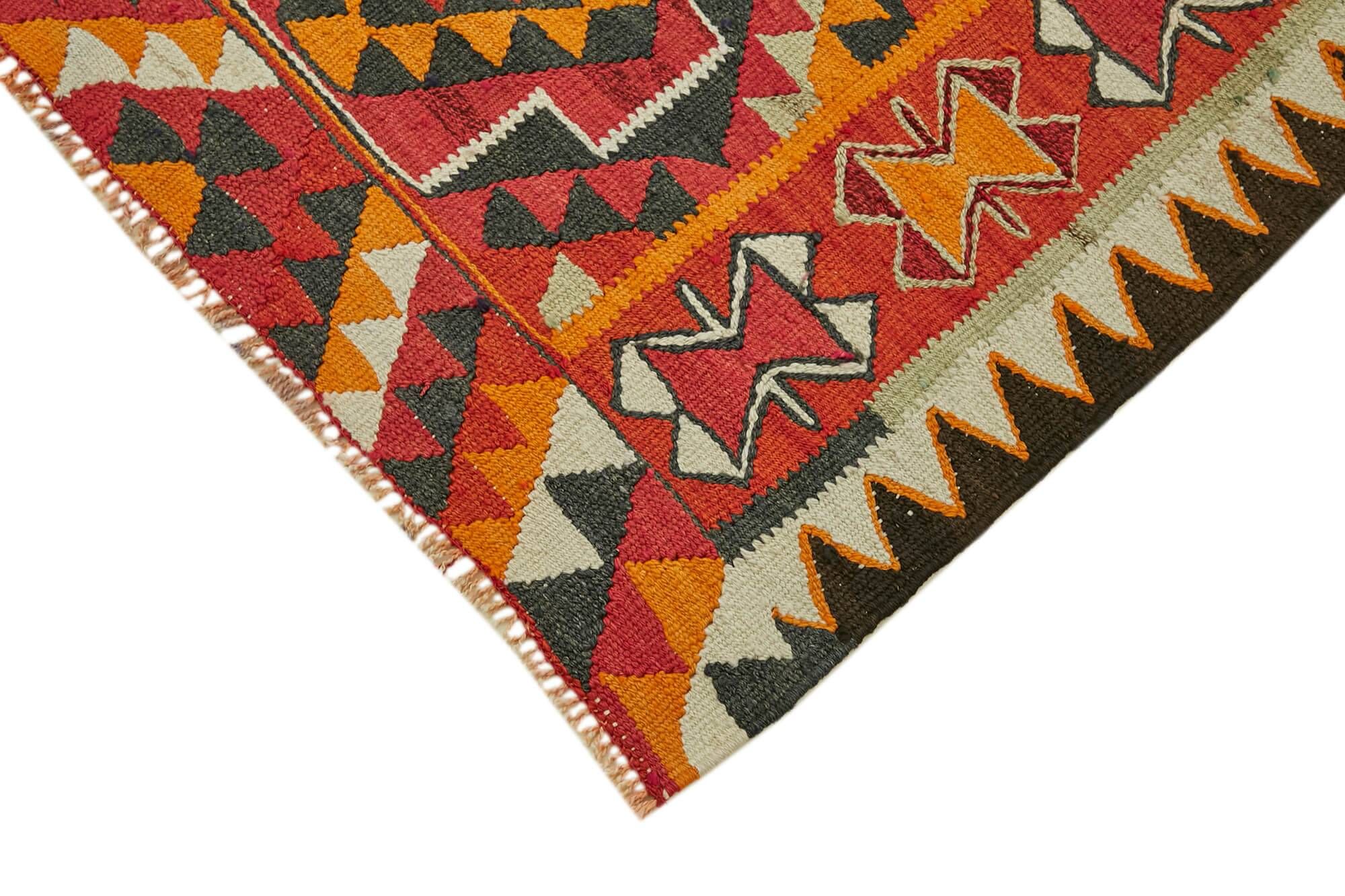 Turkish Handwoven Vintage Herki Kilim 100 cm x 326 cm