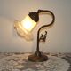 Vintage French Brass Anglepoise Table Lamp with Opaque Patterned Glass Shade 5087