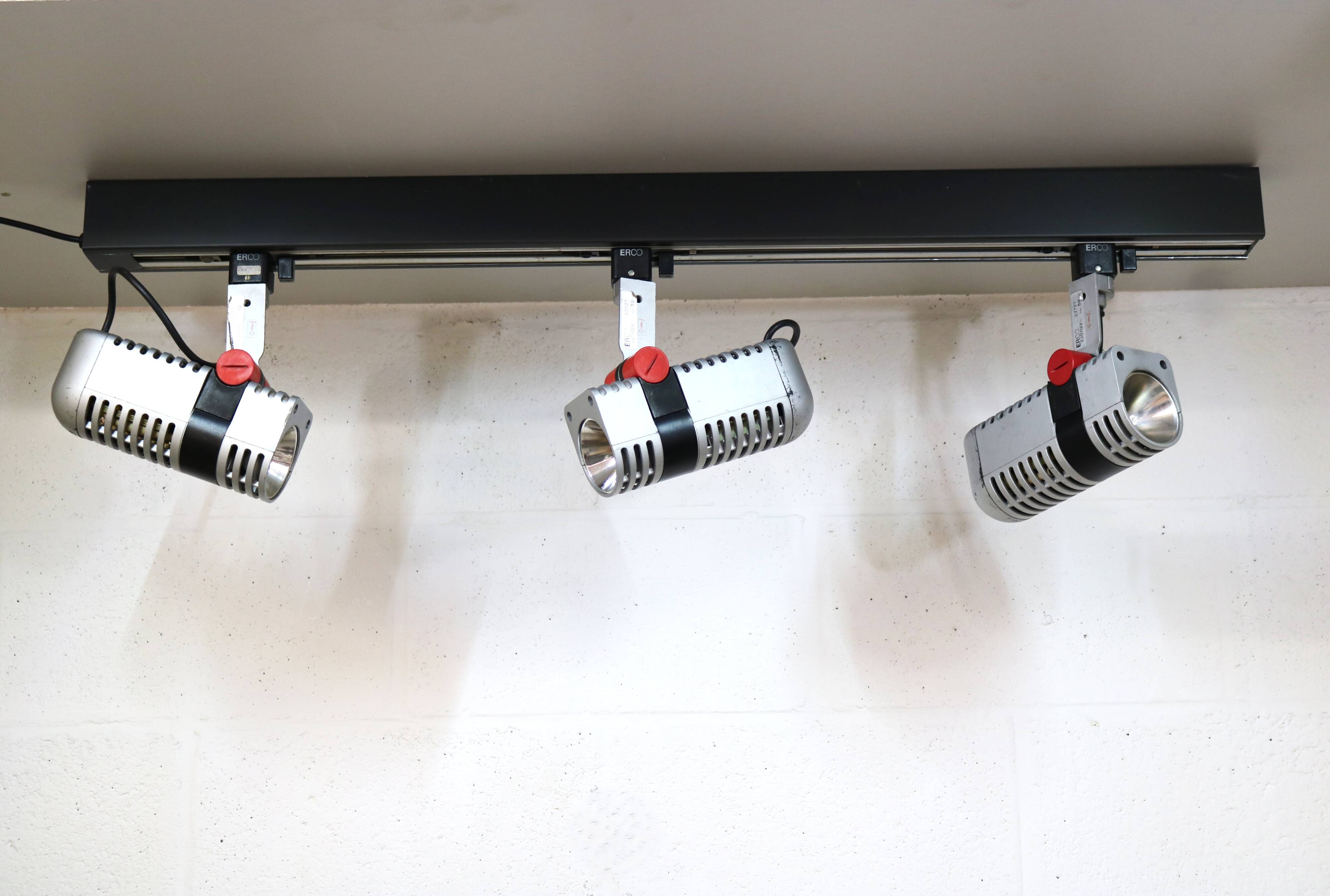 Set of 3 roger tallon vintage erco halogen spots - rare model 33727 - 1975
