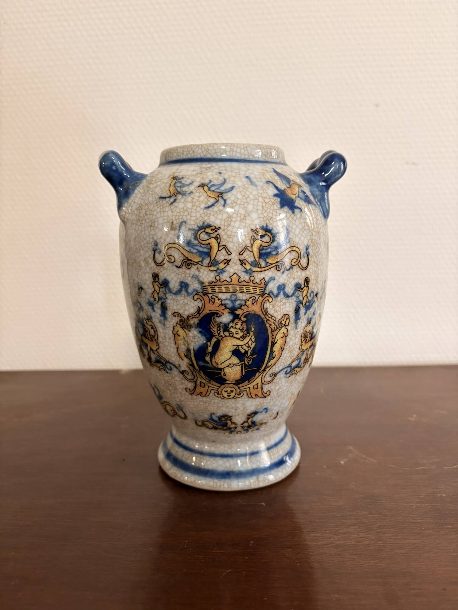 Ancient Vase Pot Decor Angel Cherub Renaissance Style Gien