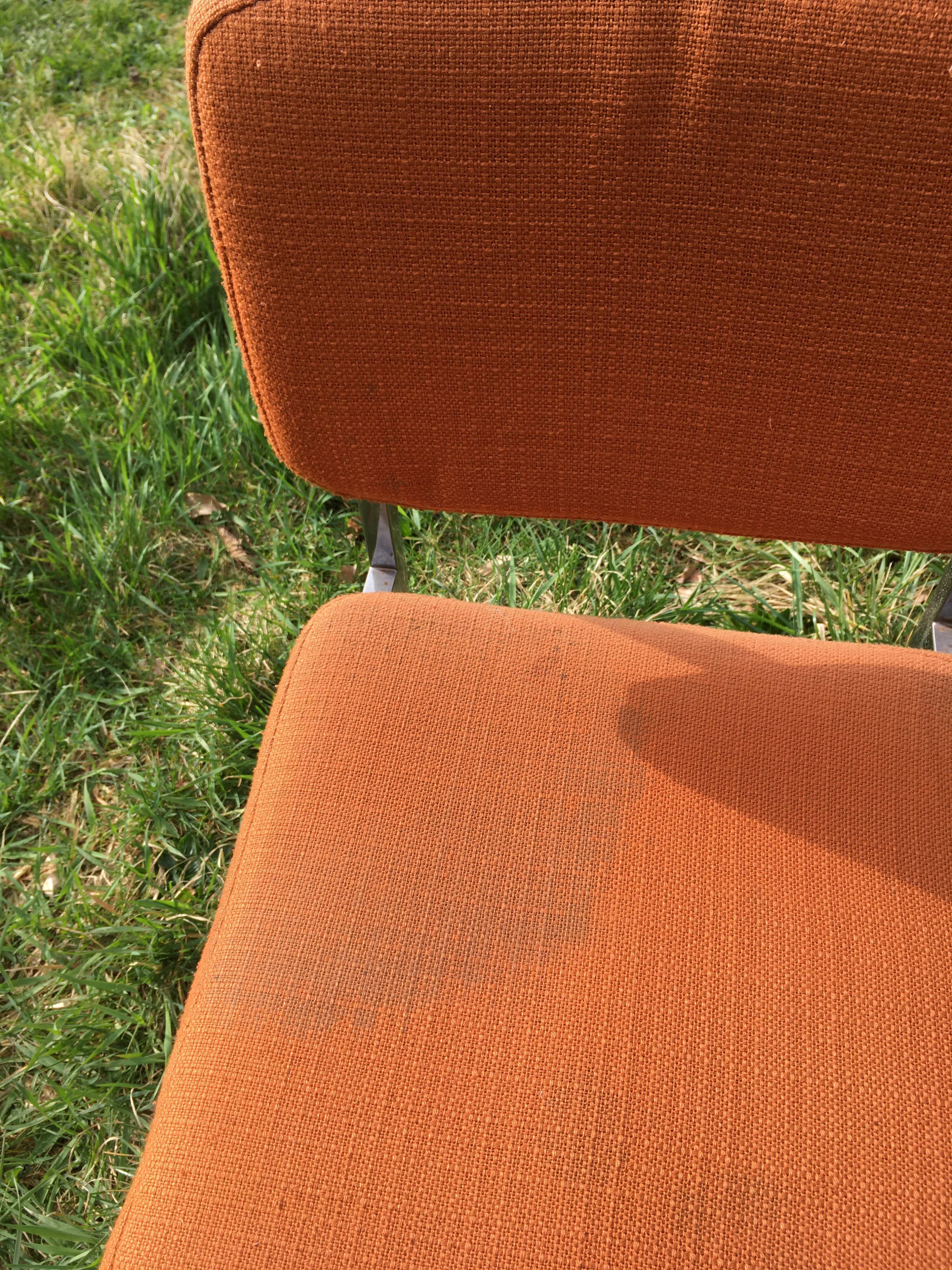 LOT of 8 chairs in orange fabric '70s very comfortable