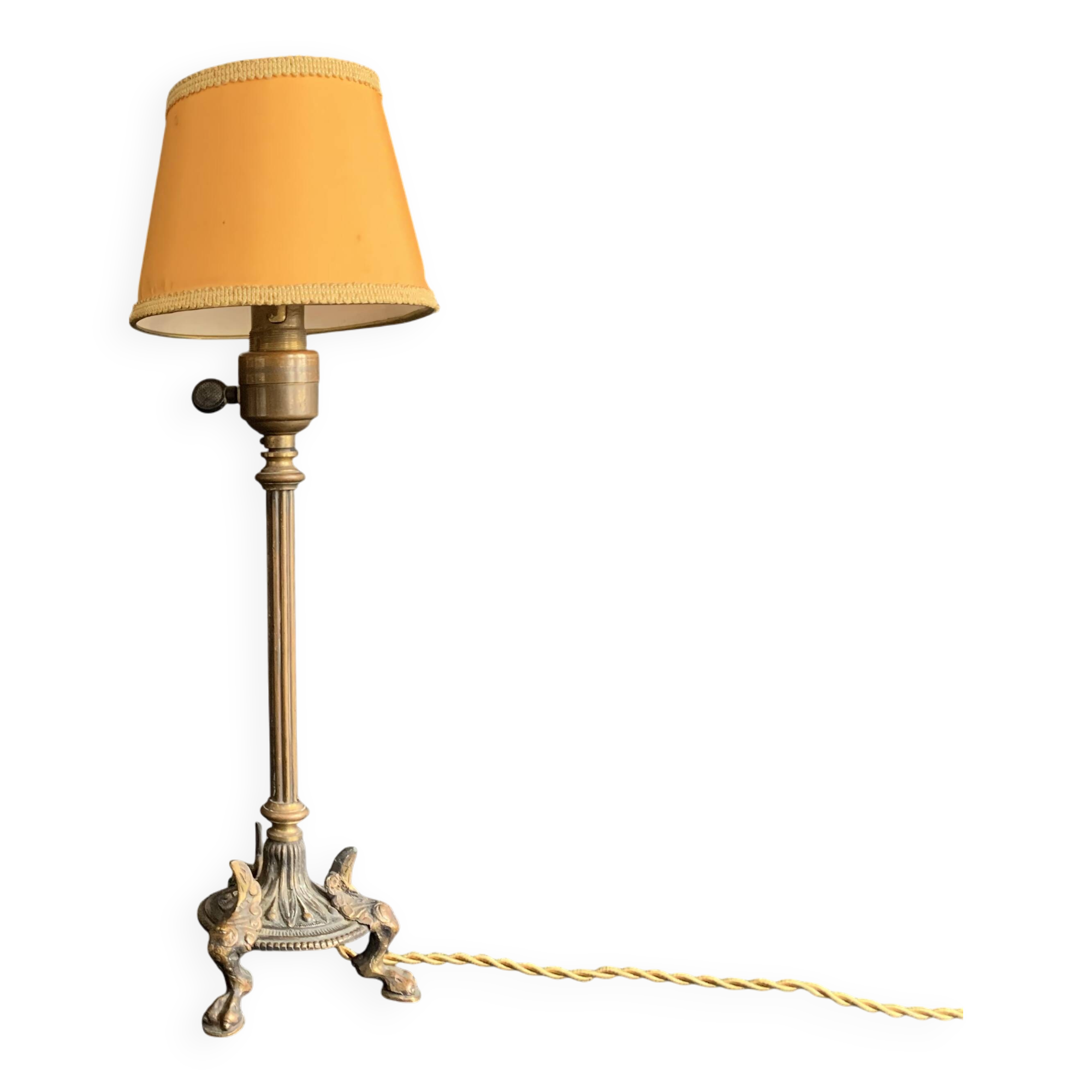 Napoleon III lion paw lamp, bronze tripod lamp
