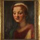 Ancient painting Female head attributed to A. Del Sarto, tempera on wood