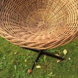 Rattan and iron swivel pod chair, 1960s