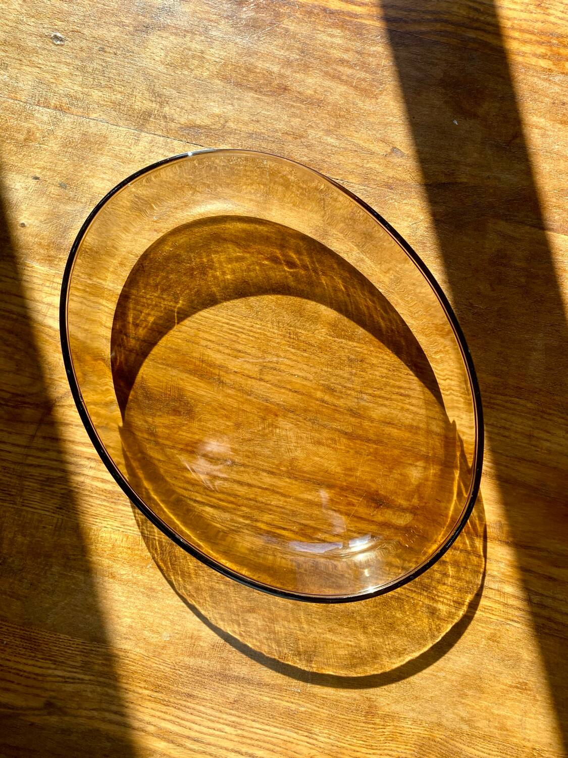 Large 70's smoked glass oven dish