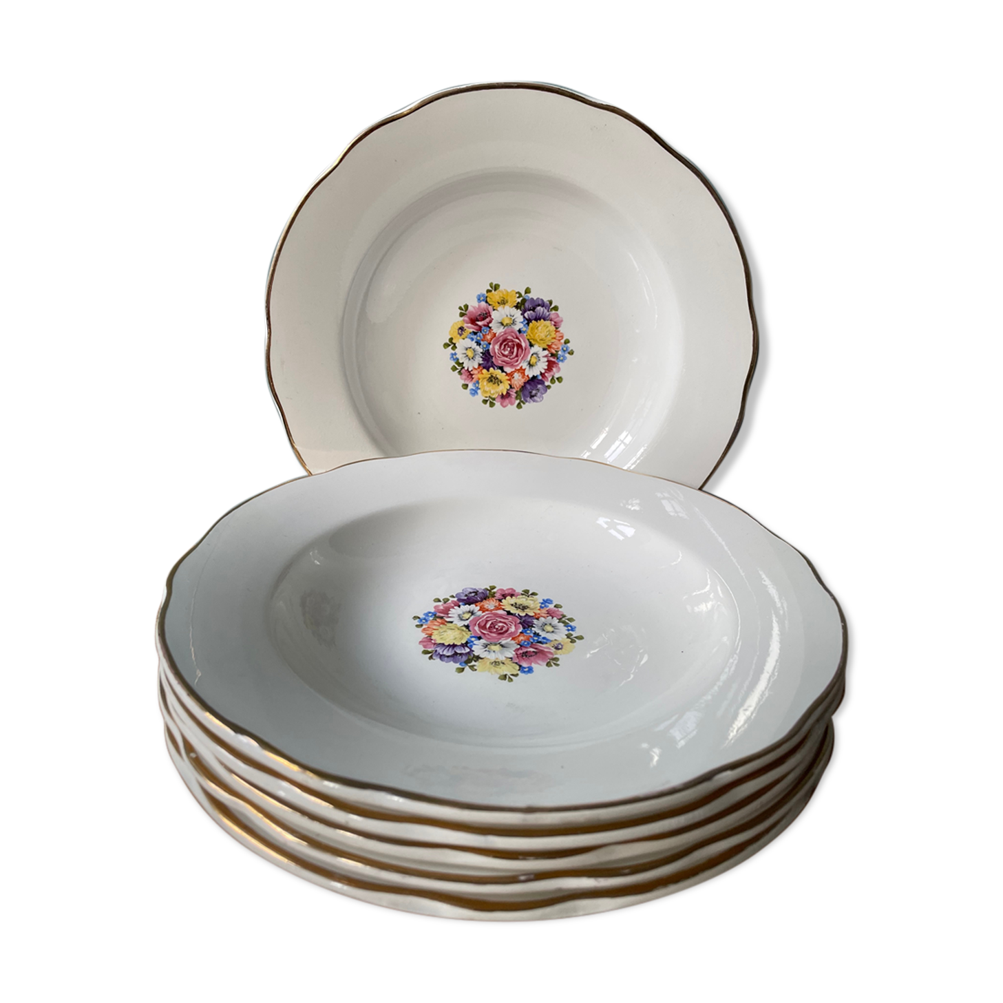 Set of 6 hollow plates Digoin Sarreguemines