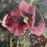 Oil on wood wild pansies 29x17