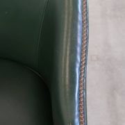 Green Cowhide Leather and Wooden Side/Dining/Desk Chair in English Style