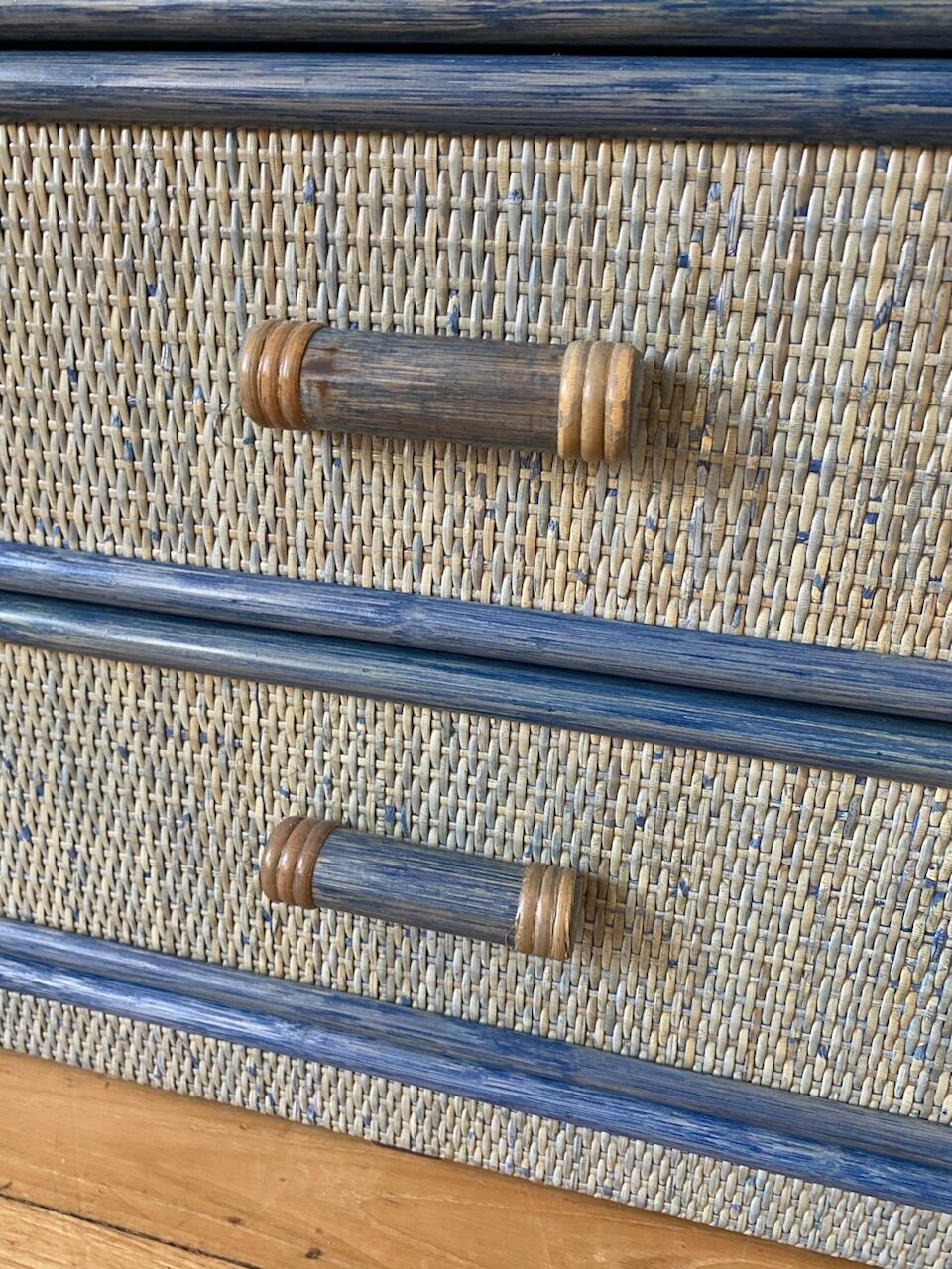 Pair of vintage rattan bedside tables