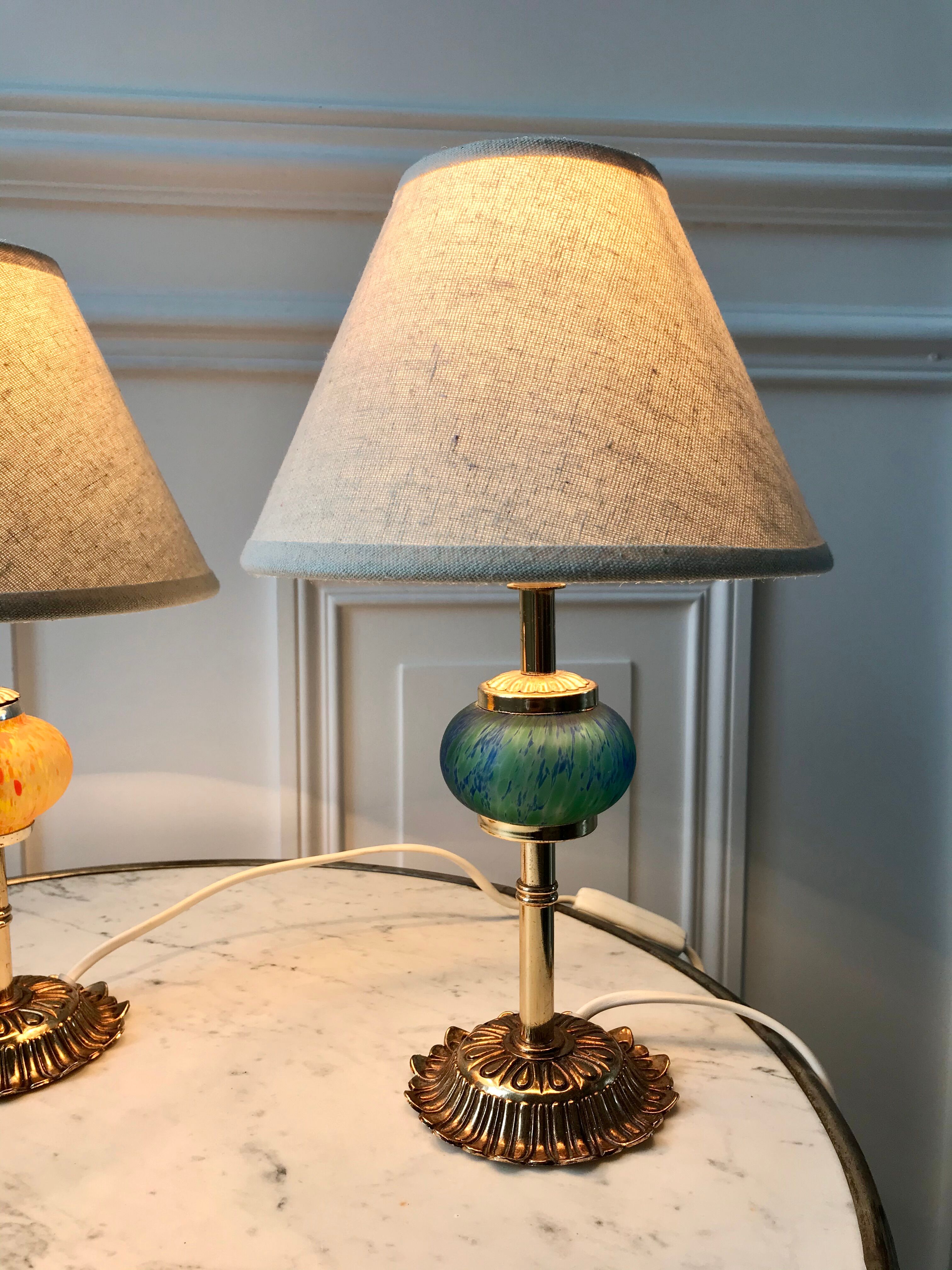Pair of vintage murano glass lamp