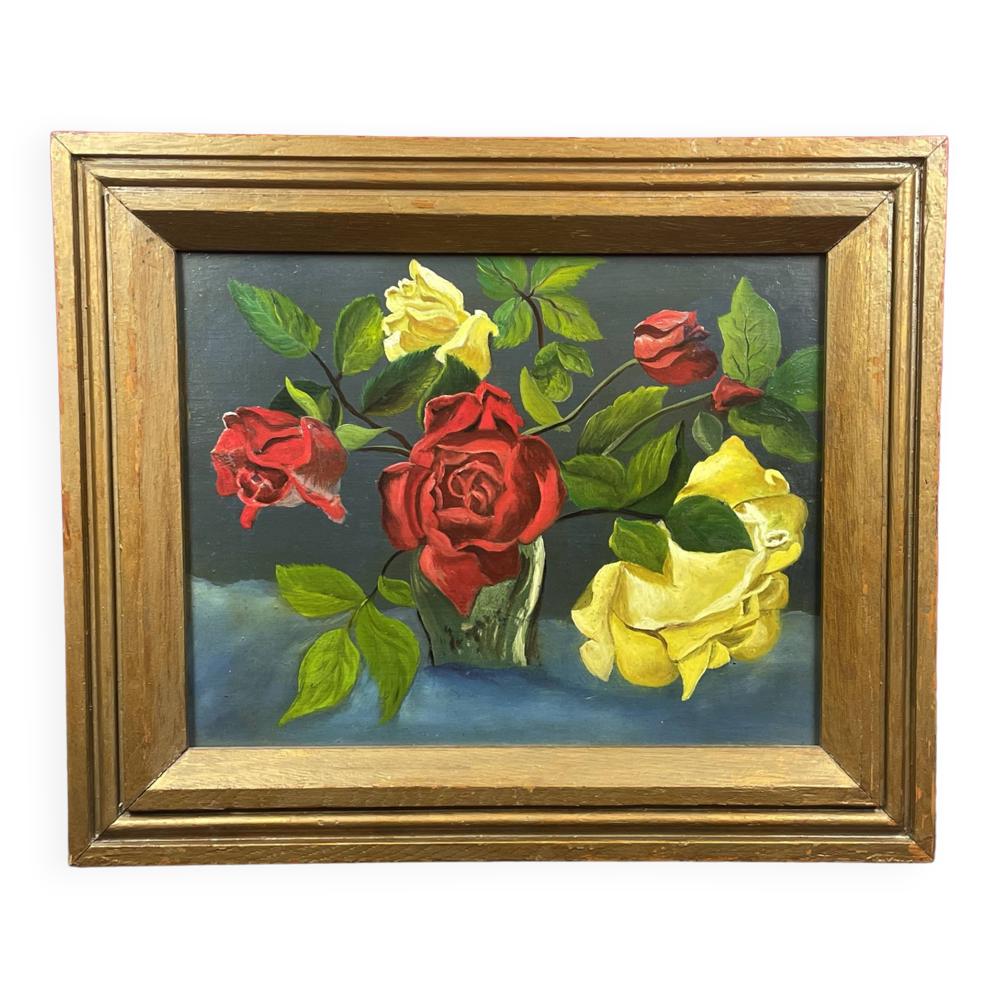 Unsigned oil painting on hardboard, Bouquet of Flowers