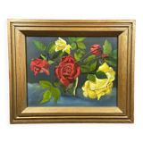 Tableau non signé huile sur isorel, Bouquet de Fleurs