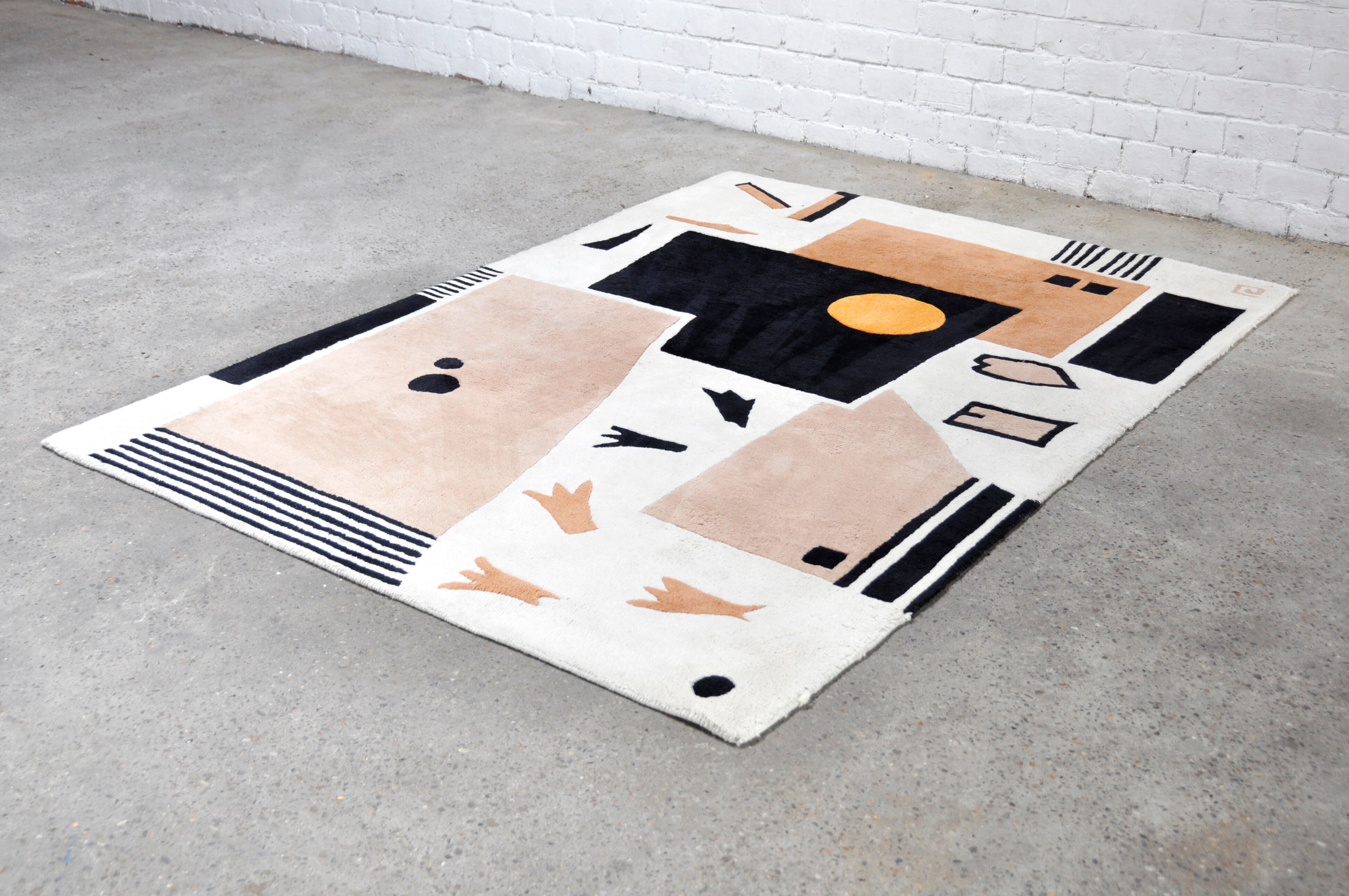 Vintage Handwoven Rug with Abstract Design, 1980s