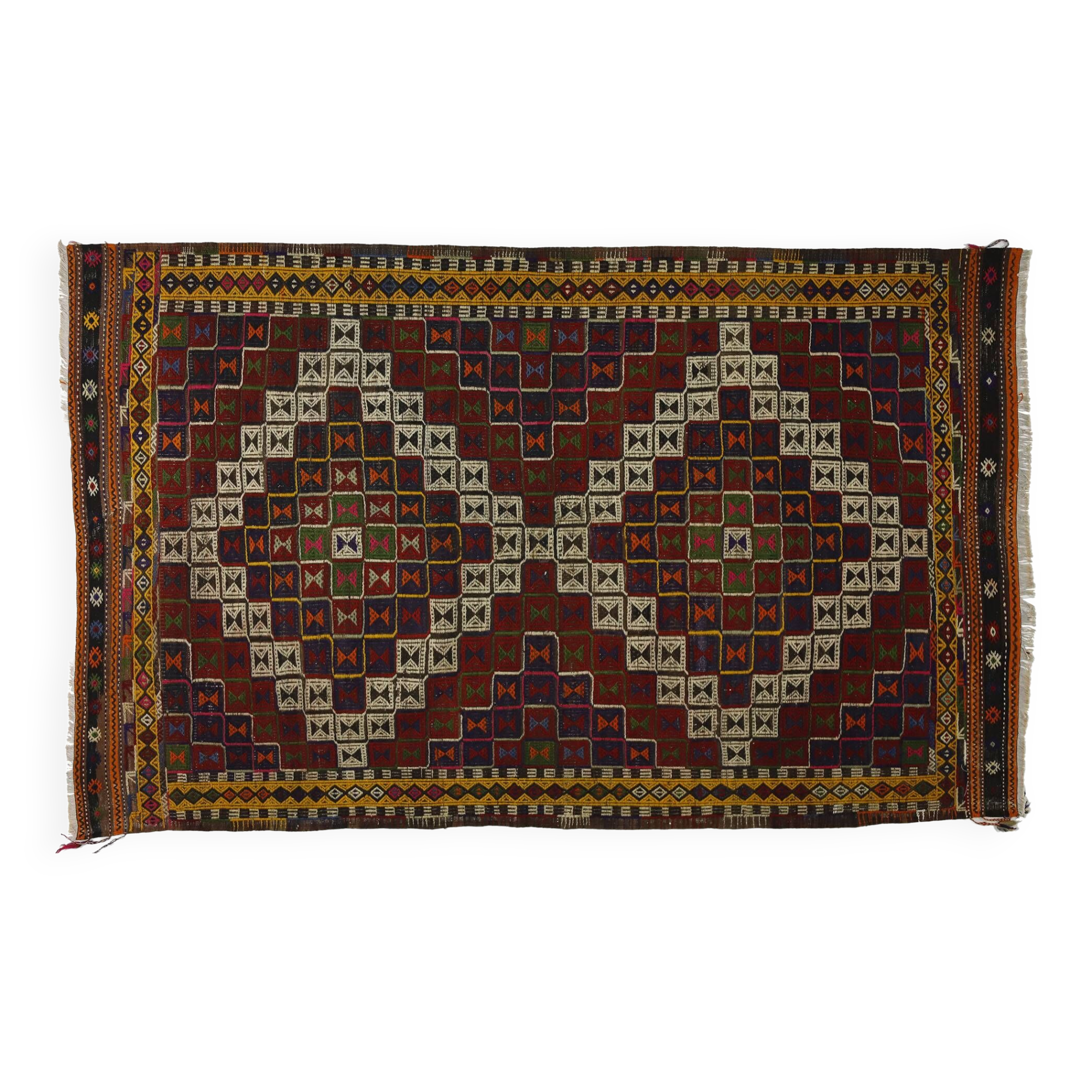 Area kilim rug ,vintage wool turkish handknotted kilim, 277cmx 166cm rug