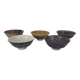 5 stoneware bowls on heels