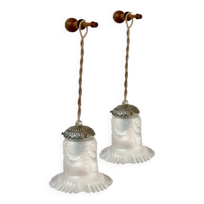 Paire baladeuses art déco avec patères en buis