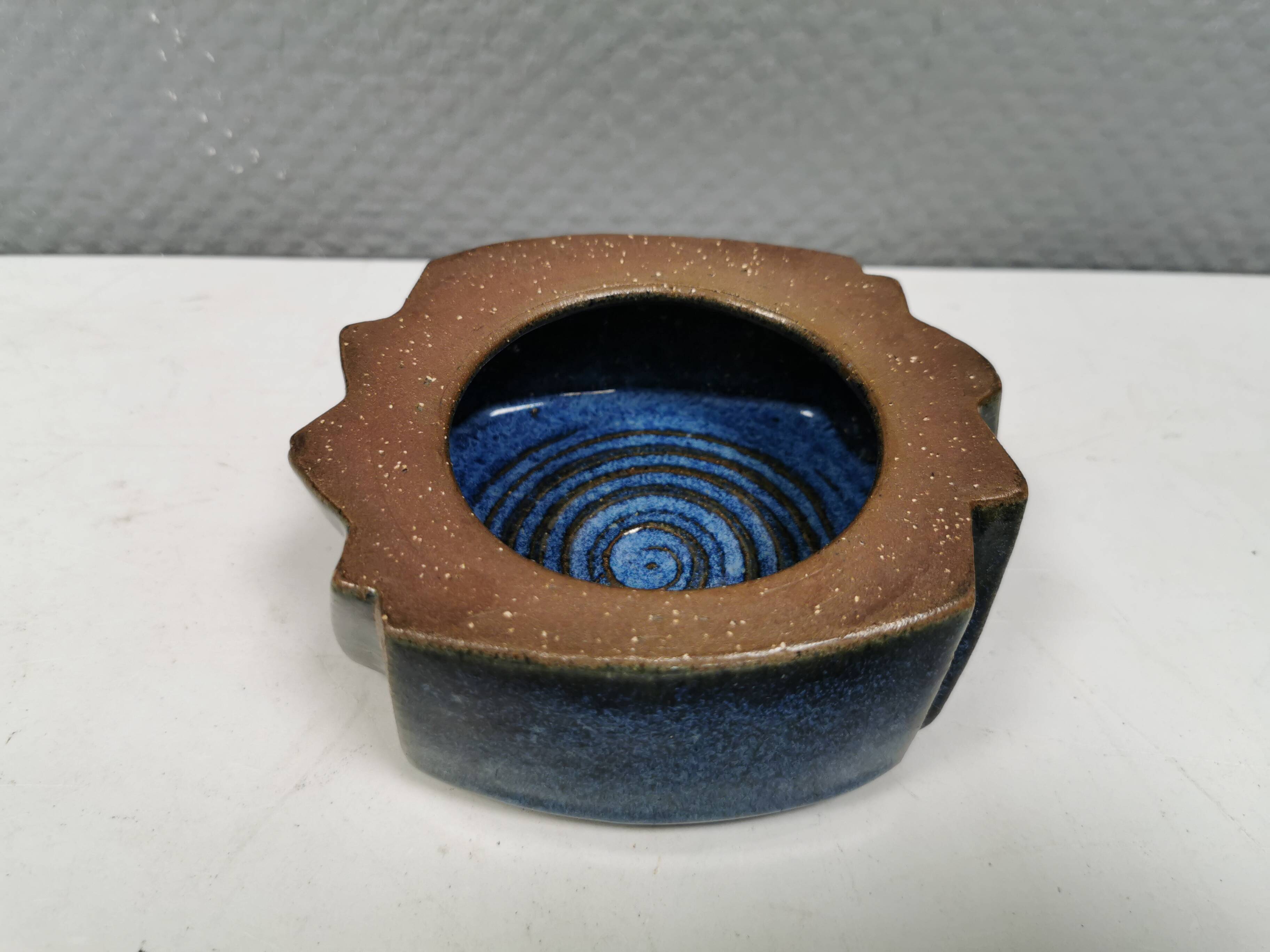 Ceramic bowl in bluish glaze. By Marianne Starck (MS) Denamrk 1960s