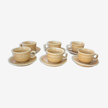 6 coffee cups and 6 sandstone saucers
