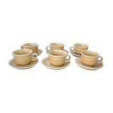 6 coffee cups and 6 sandstone saucers