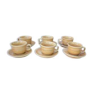 6 coffee cups and 6 sandstone saucers