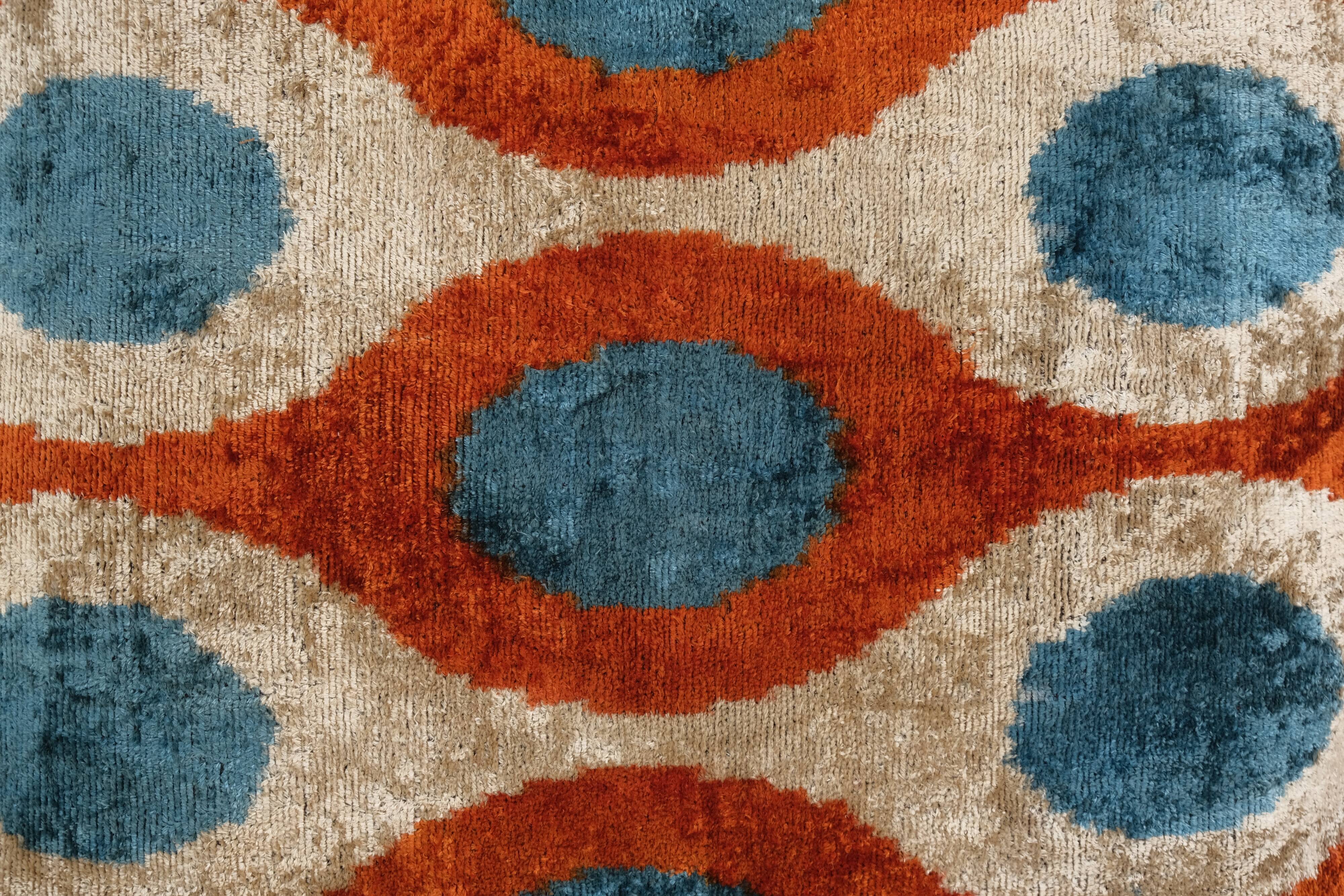 Handmade palm tree and animal motifs ikat velvet fabric, velvet tie-dye silk ikat fabric, handcrafte