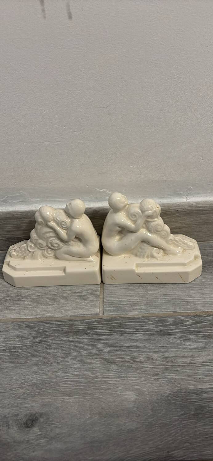 Paire de serre livres en faïence de Quimper