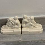 Paire de serre livres en faïence de Quimper