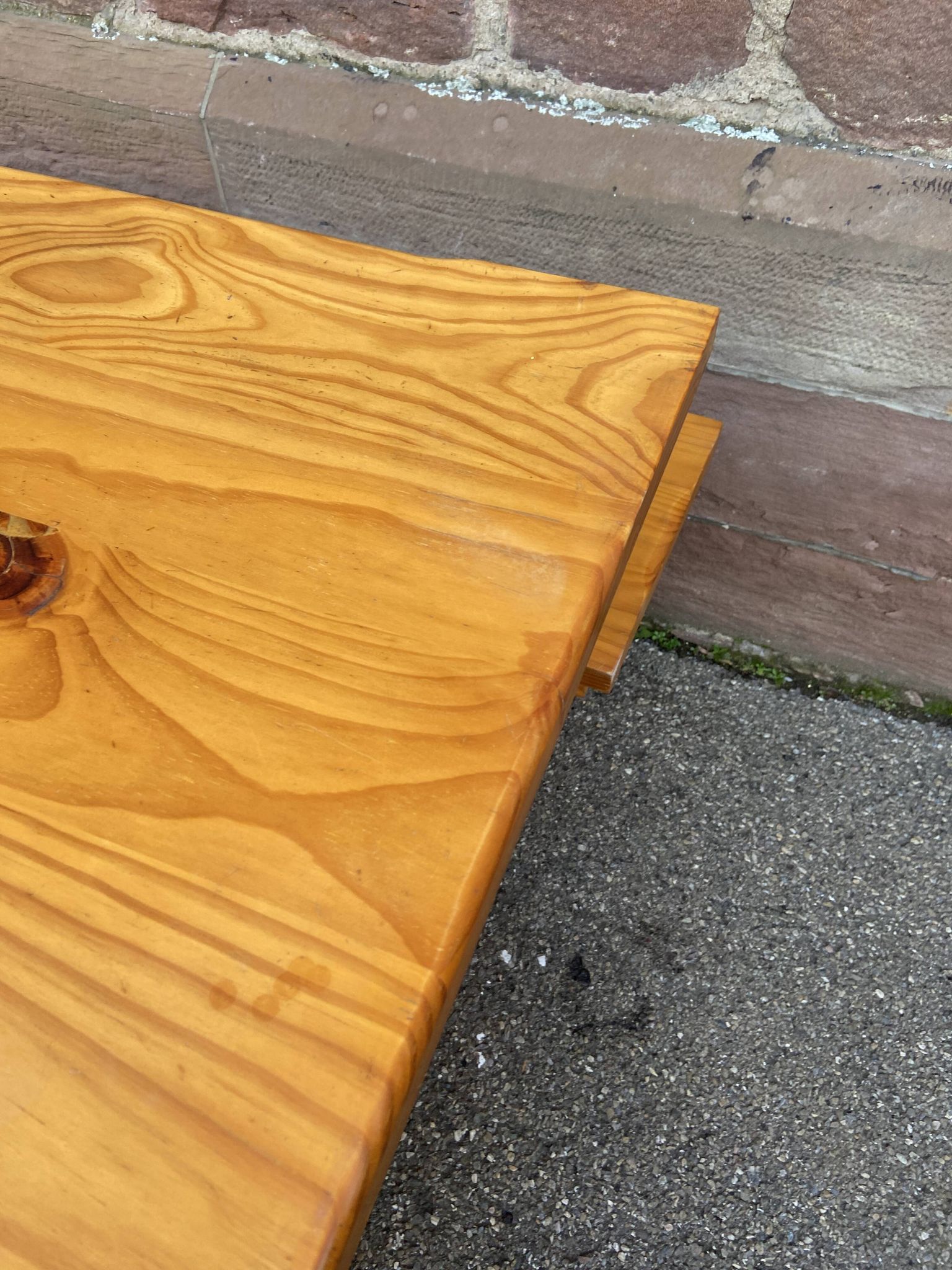 Vintage Scandinavian pine dining set, 1980s table and benches