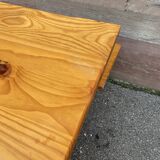 Vintage Scandinavian pine dining set, 1980s table and benches