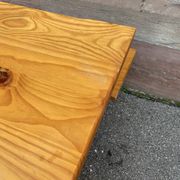 Vintage Scandinavian pine dining set, 1980s table and benches