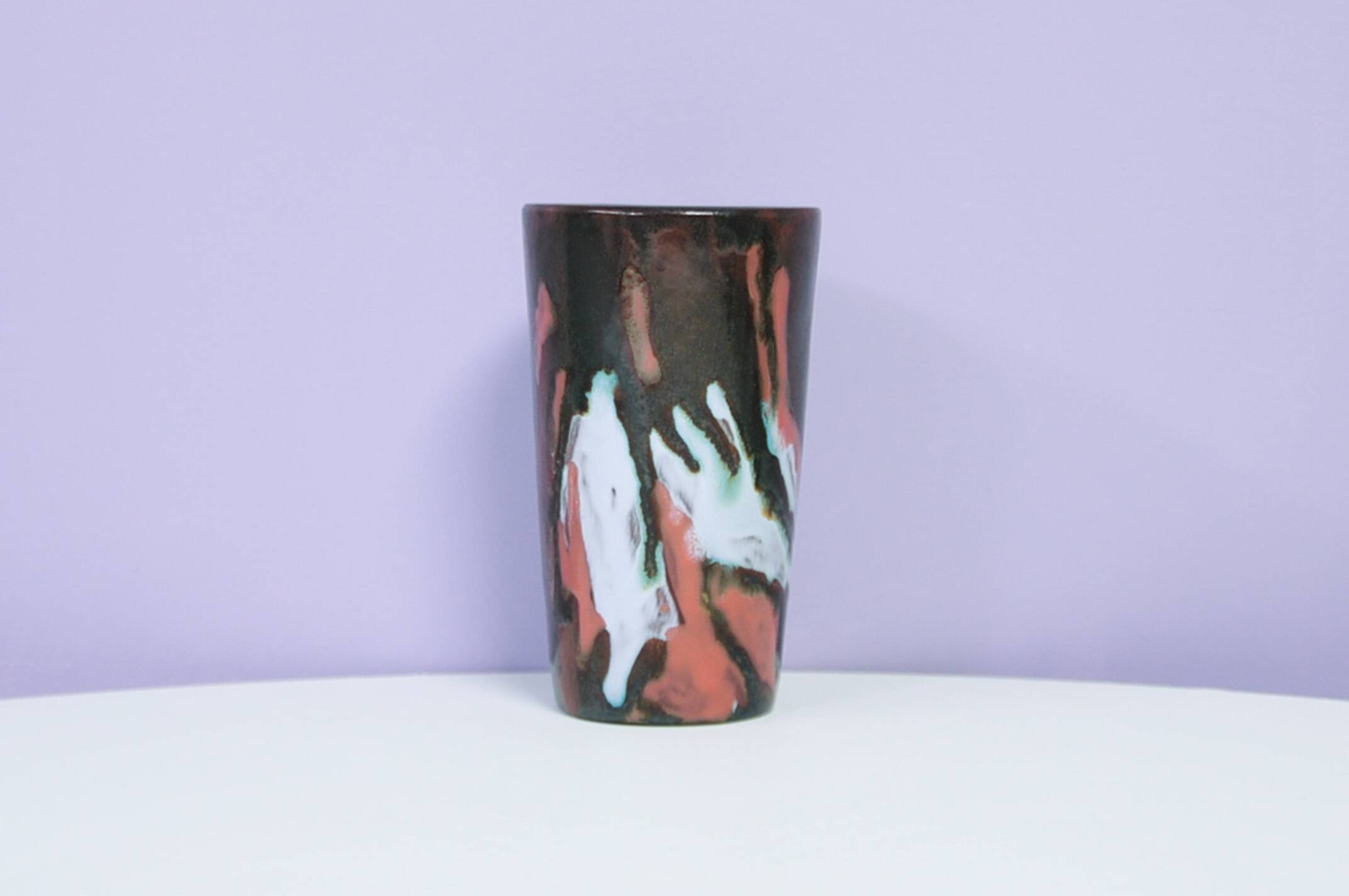 vintage brown pink & blue vase