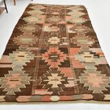 6x12 Brown & Beige Turkish Vintage Kilim Rug, 179x363Cm SK 35163