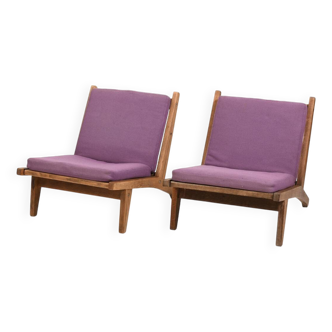 Paire de fauteuils GE-375 en chêne par Hans J. Wegner